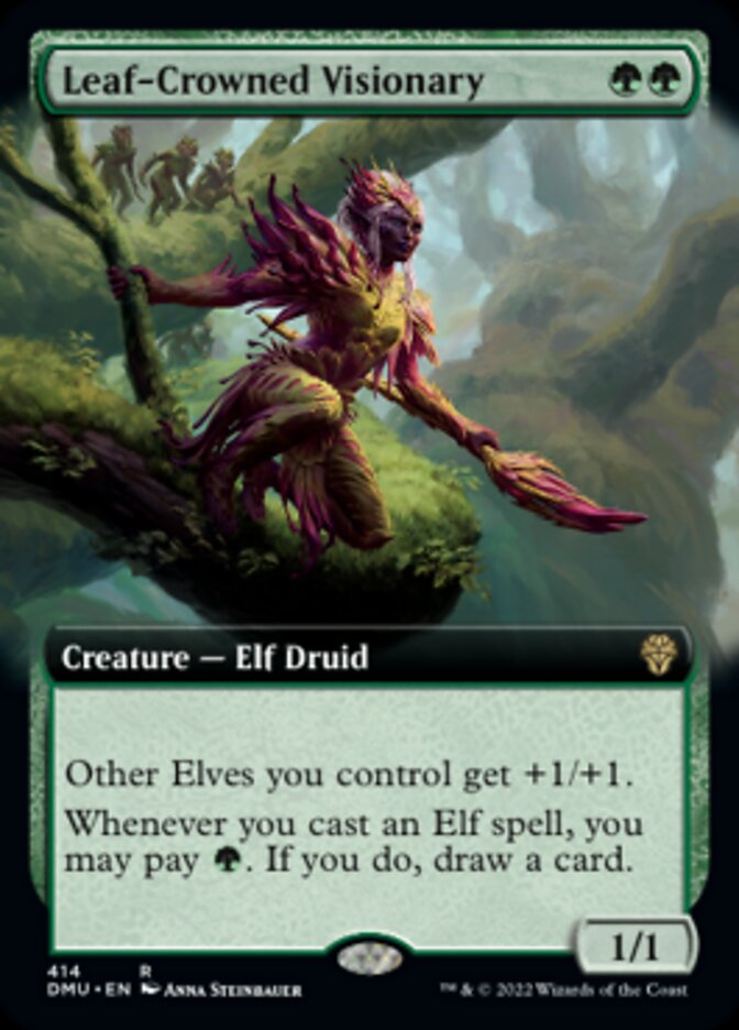 Leaf-Crowned Visionary (Extended Art) [Dominaria United] MTG Single Magic: The Gathering | Red Claw Gaming