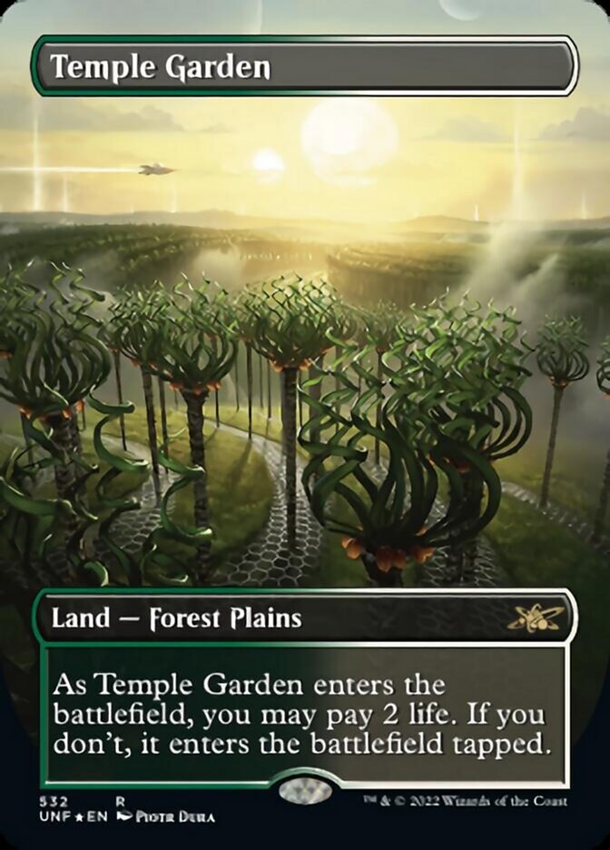 Temple Garden (Borderless) (Galaxy Foil) [Unfinity] MTG Single Magic: The Gathering    | Red Claw Gaming