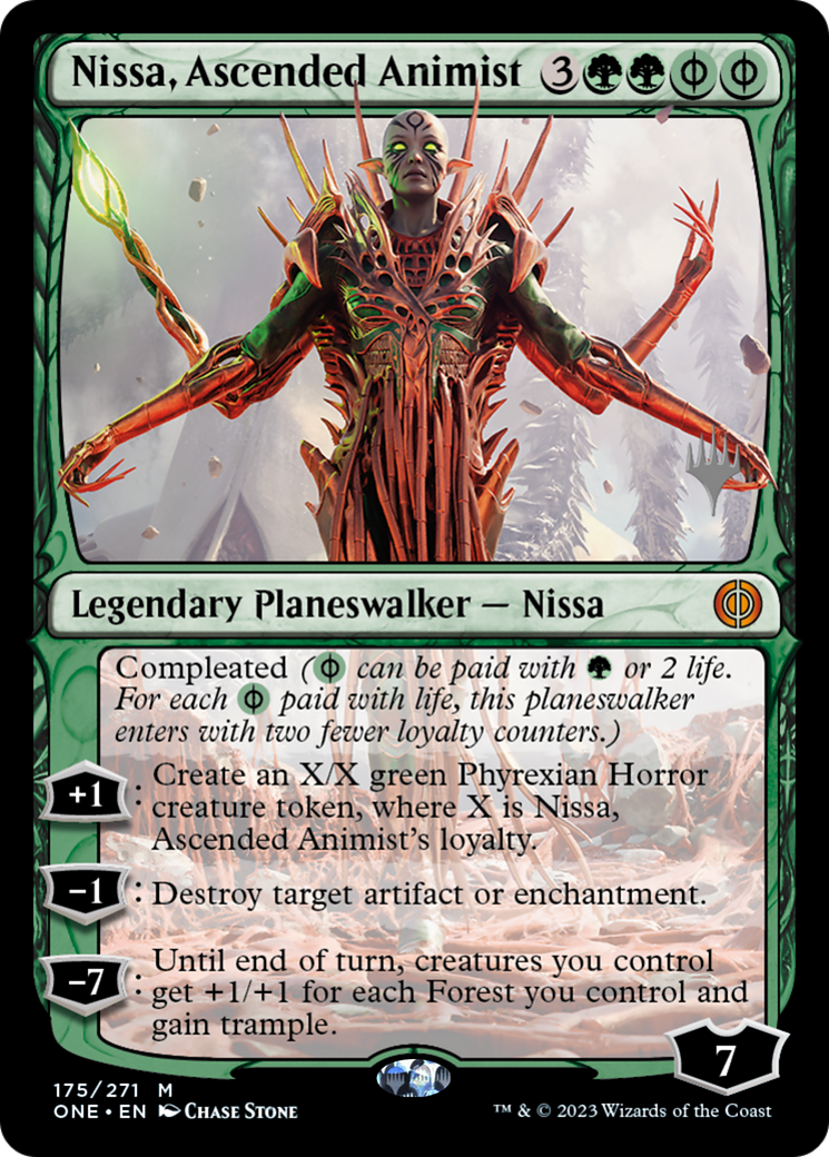 Nissa, Ascended Animist (Promo Pack) [Phyrexia: All Will Be One Promos] MTG Single Magic: The Gathering | Red Claw Gaming