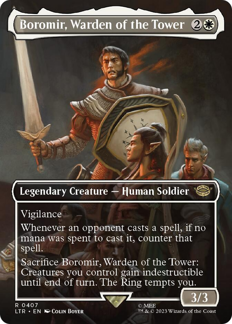Boromir, Warden of the Tower (Borderless Alternate Art) [The Lord of the Rings: Tales of Middle-Earth] MTG Single Magic: The Gathering | Red Claw Gaming