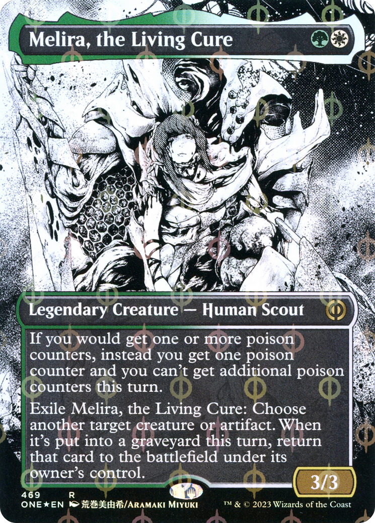 Melira, the Living Cure (Borderless Manga Step-and-Compleat Foil) [Phyrexia: All Will Be One] MTG Single Magic: The Gathering | Red Claw Gaming