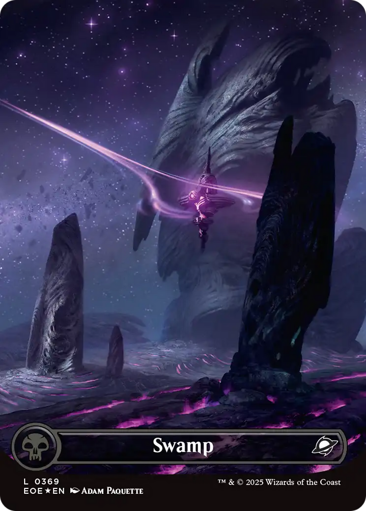 Swamp (0369) (Borderless) (Galaxy Foil) [Edge of Eternities] MTG Single Magic: The Gathering | Red Claw Gaming