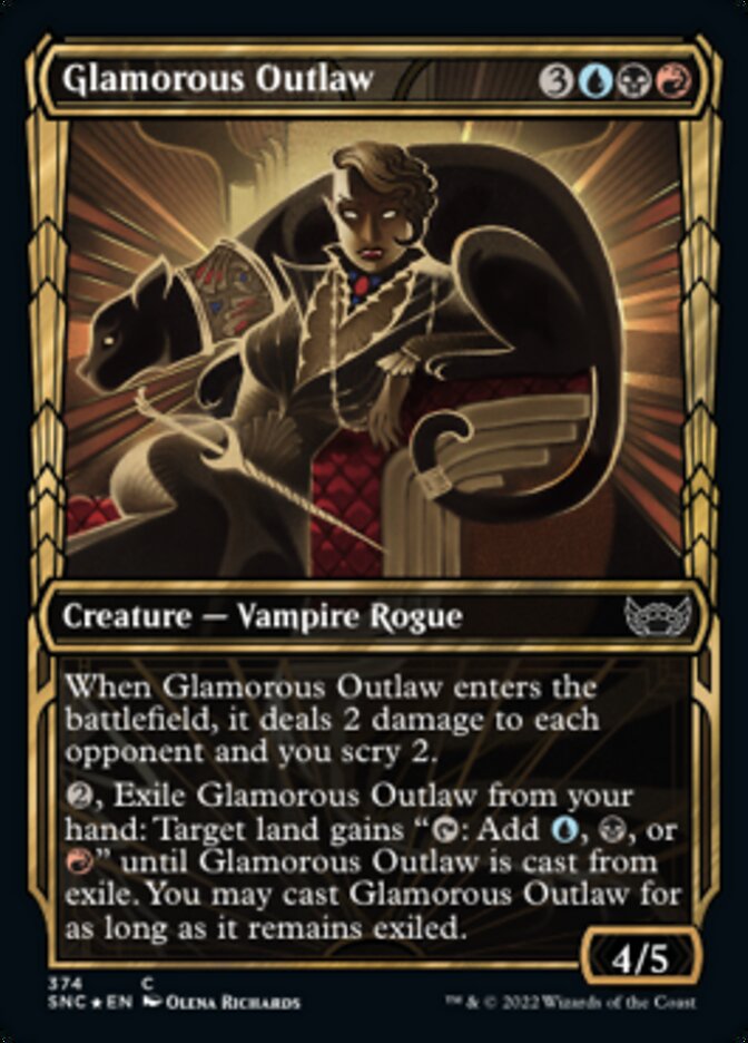Glamorous Outlaw (Showcase Golden Age Gilded Foil) [Streets of New Capenna] MTG Single Magic: The Gathering | Red Claw Gaming