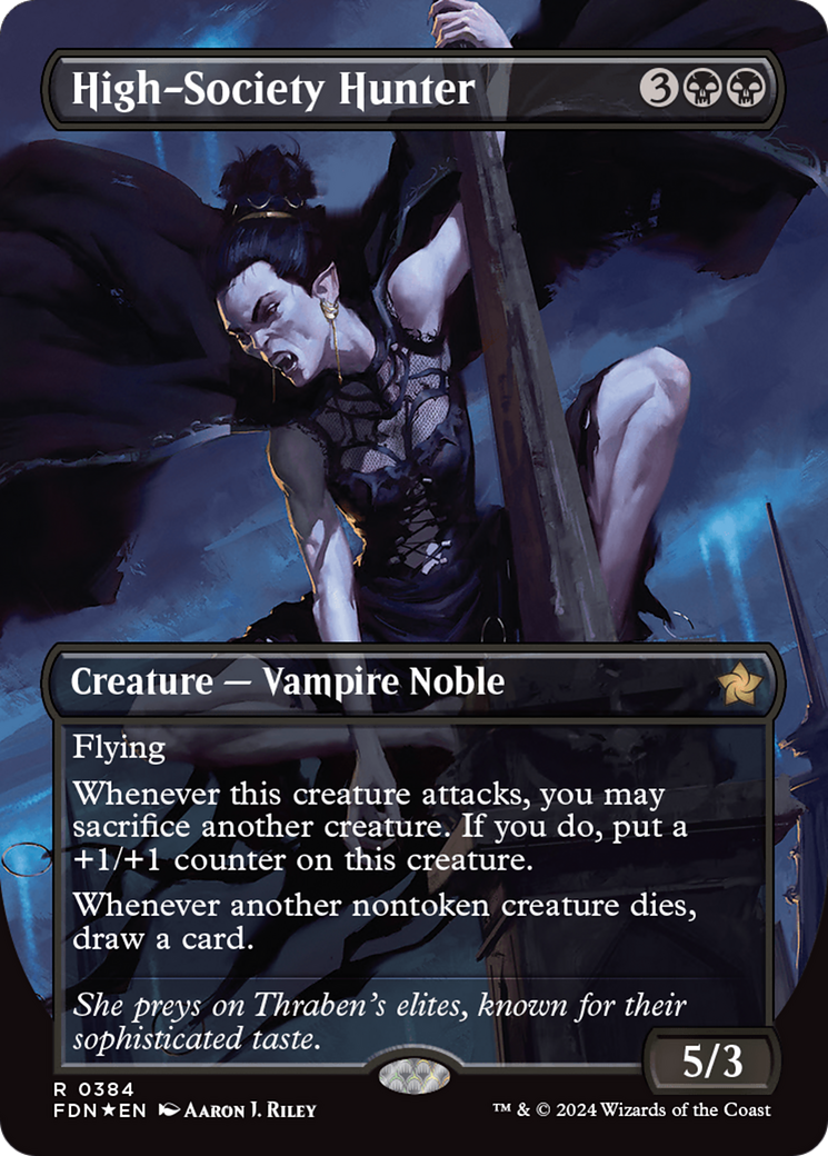 High-Society Hunter (Borderless) (Mana Foil) [Foundations] MTG Single Magic: The Gathering | Red Claw Gaming