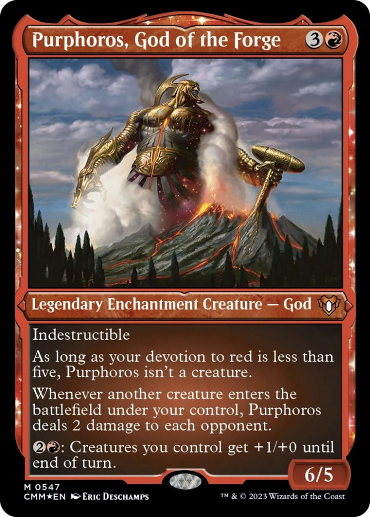 Purphoros, God of the Forge (Foil Etched) [Commander Masters] MTG Single Magic: The Gathering | Red Claw Gaming