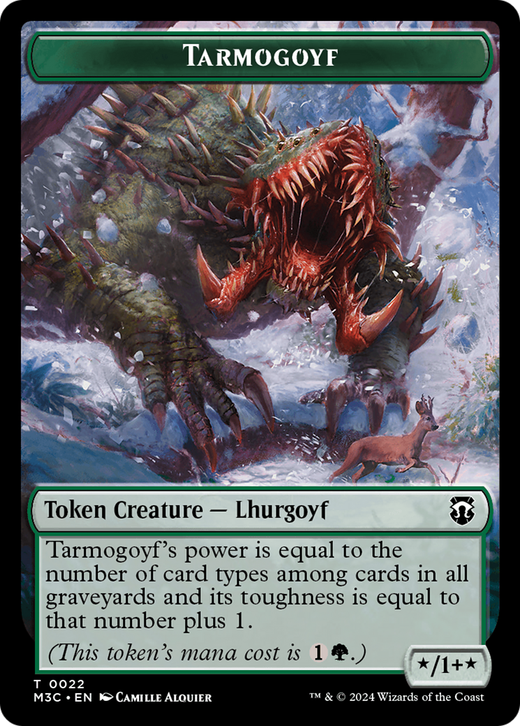 Tarmogoyf (Ripple Foil) // Saproling Double-Sided Token [Modern Horizons 3 Commander Tokens] MTG Single Magic: The Gathering | Red Claw Gaming