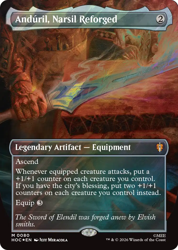 Anduril, Narsil Reforged (Borderless) (Surge Foil) [The Hobbit: Eternal-Legal] | Red Claw Gaming
