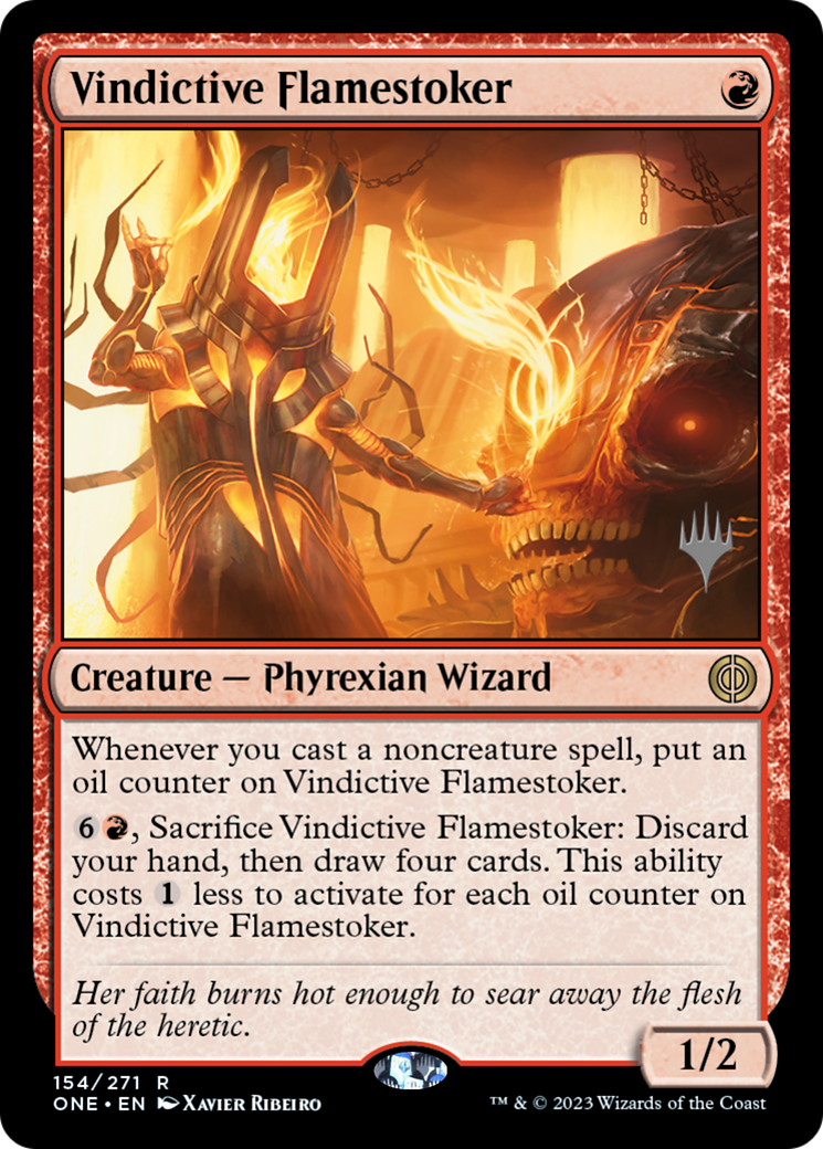 Vindictive Flamestoker (Promo Pack) [Phyrexia: All Will Be One Promos] MTG Single Magic: The Gathering | Red Claw Gaming