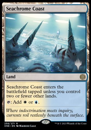 Seachrome Coast (Promo Pack) [Phyrexia: All Will Be One Promos] MTG Single Magic: The Gathering | Red Claw Gaming