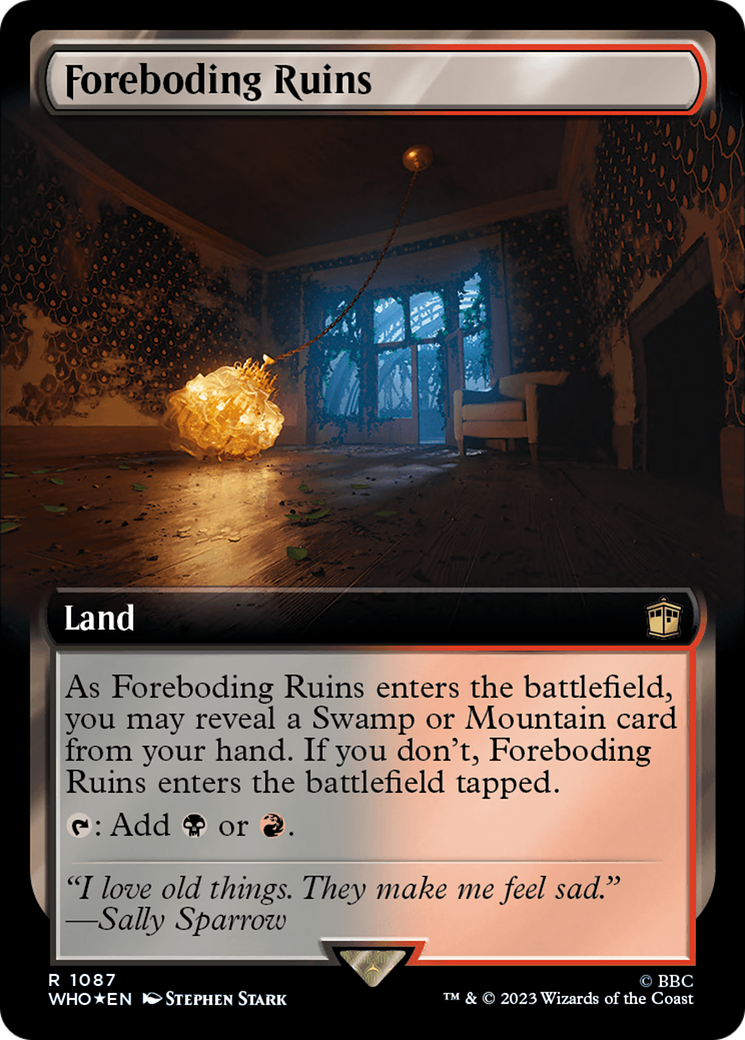 Foreboding Ruins (Extended Art) (Surge Foil) [Doctor Who] MTG Single Magic: The Gathering | Red Claw Gaming