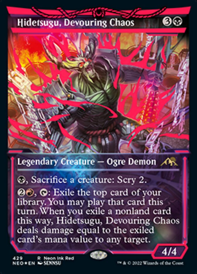 Hidetsugu, Devouring Chaos (Neon Ink Red) [Kamigawa: Neon Dynasty] MTG Single Magic: The Gathering    | Red Claw Gaming