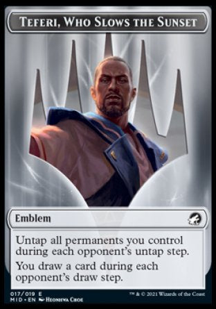 Clue // Teferi, Who Slows the Sunset Emblem Double-Sided Token [Innistrad: Midnight Hunt Tokens] MTG Single Magic: The Gathering | Red Claw Gaming