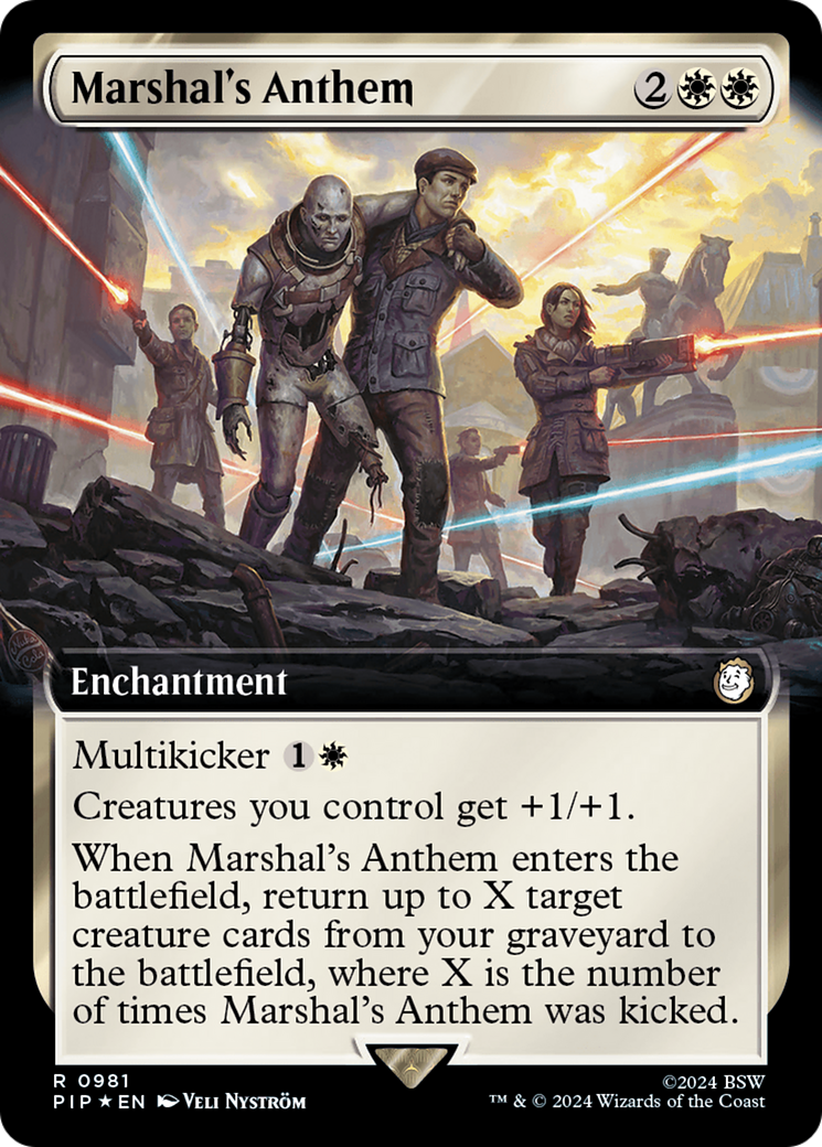 Marshal's Anthem (Extended Art) (Surge Foil) [Fallout] MTG Single Magic: The Gathering | Red Claw Gaming