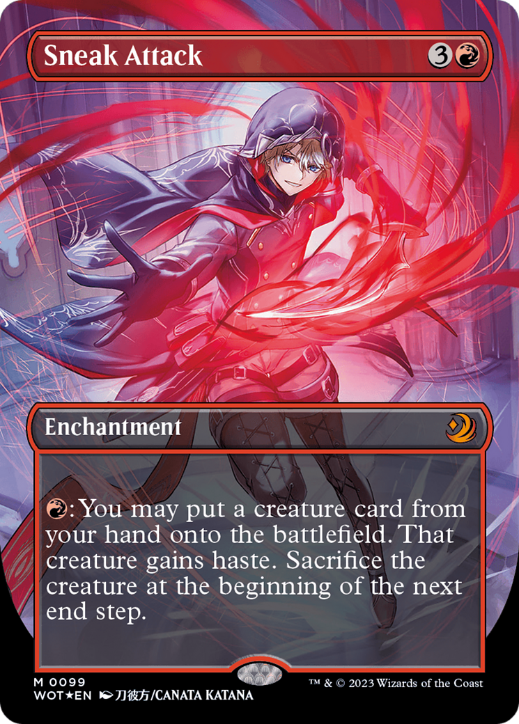 Sneak Attack (Anime Borderless) (Confetti Foil) [Wilds of Eldraine: Enchanting Tales] MTG Single Magic: The Gathering | Red Claw Gaming
