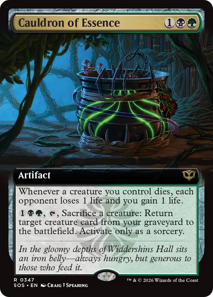 Cauldron of Essence (Extended Art) [Secrets of Strixhaven] MTG Single Magic: The Gathering | Red Claw Gaming