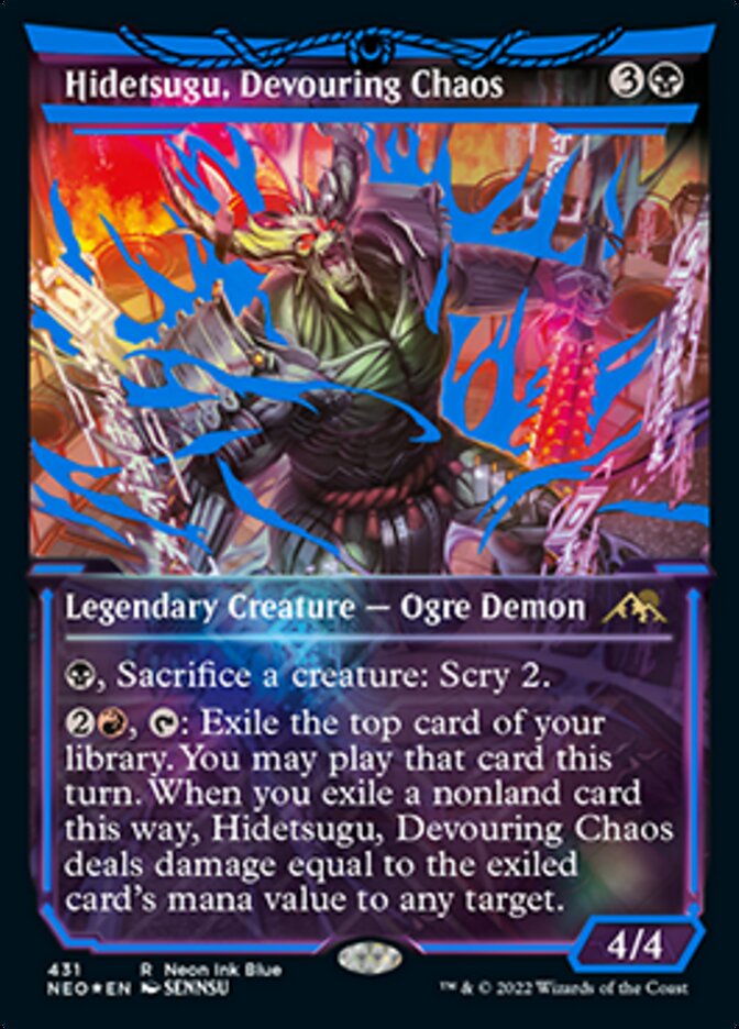 Hidetsugu, Devouring Chaos (Neon Ink Blue) [Kamigawa: Neon Dynasty] MTG Single Magic: The Gathering    | Red Claw Gaming