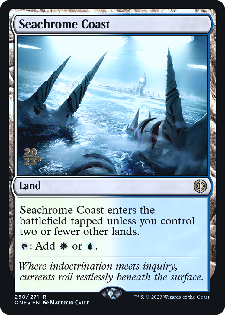 Seachrome Coast [Phyrexia: All Will Be One Prerelease Promos] MTG Single Magic: The Gathering | Red Claw Gaming