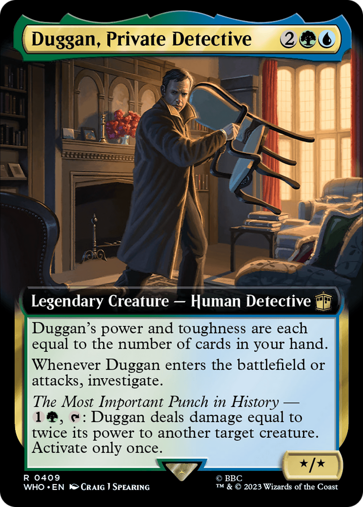 Duggan, Private Detective (Extended Art) [Doctor Who] MTG Single Magic: The Gathering | Red Claw Gaming