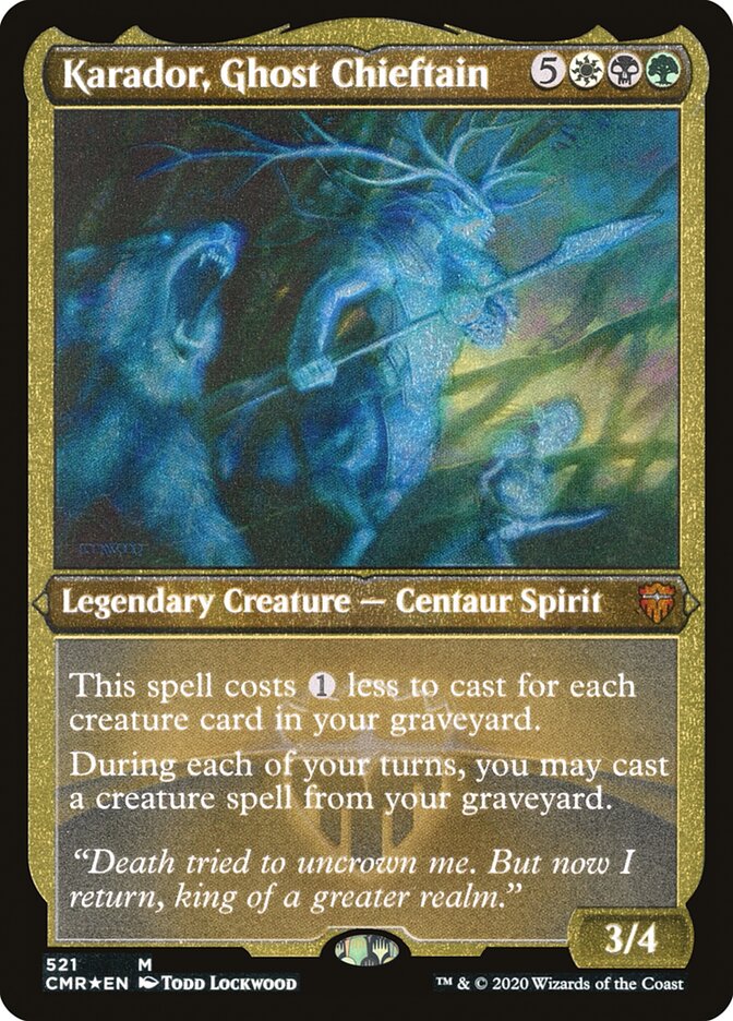 Karador, Ghost Chieftain (Etched) [Commander Legends] MTG Single Magic: The Gathering | Red Claw Gaming