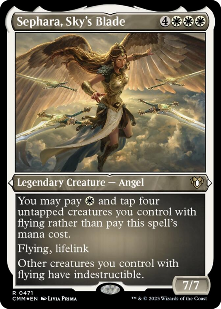 Sephara, Sky's Blade (Foil Etched) [Commander Masters] MTG Single Magic: The Gathering | Red Claw Gaming