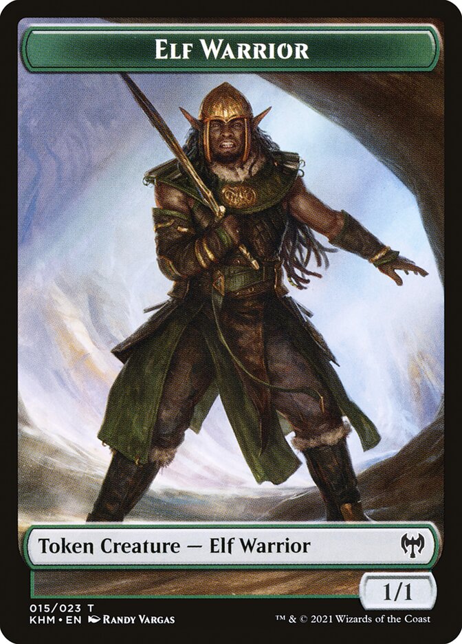 Elemental // Elf Warrior Double-Sided Token [Kaldheim Commander Tokens] MTG Single Magic: The Gathering | Red Claw Gaming