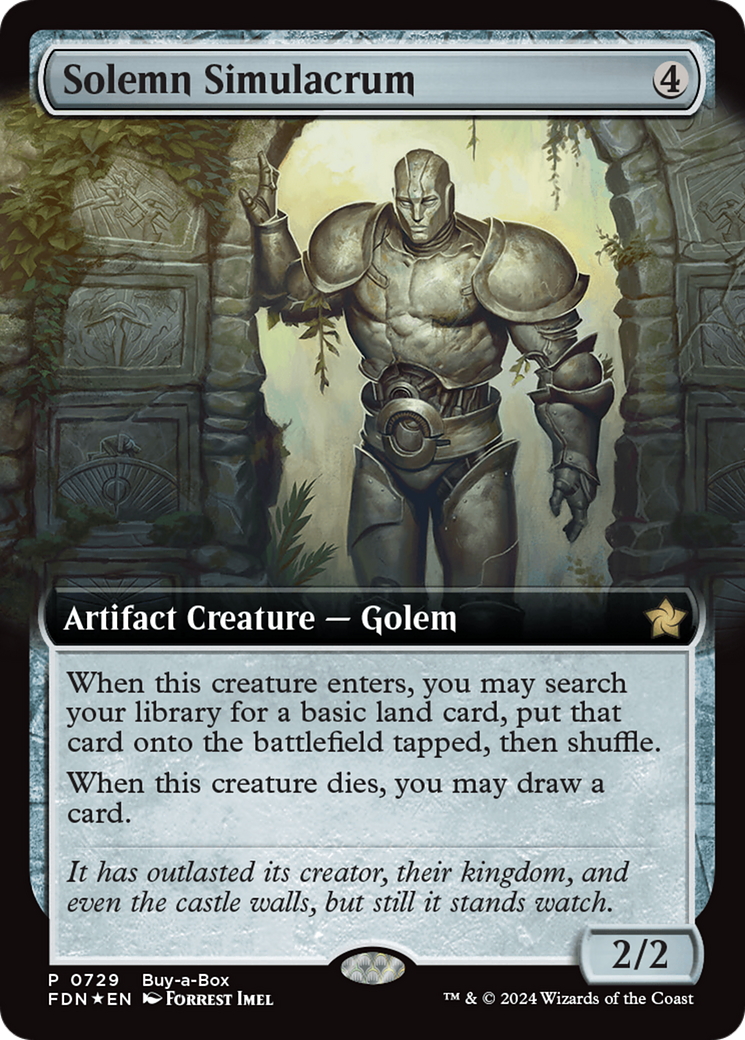 Solemn Simulacrum (Extended Art) (Buy-A-Box) [Foundations Promos] MTG Single Magic: The Gathering | Red Claw Gaming