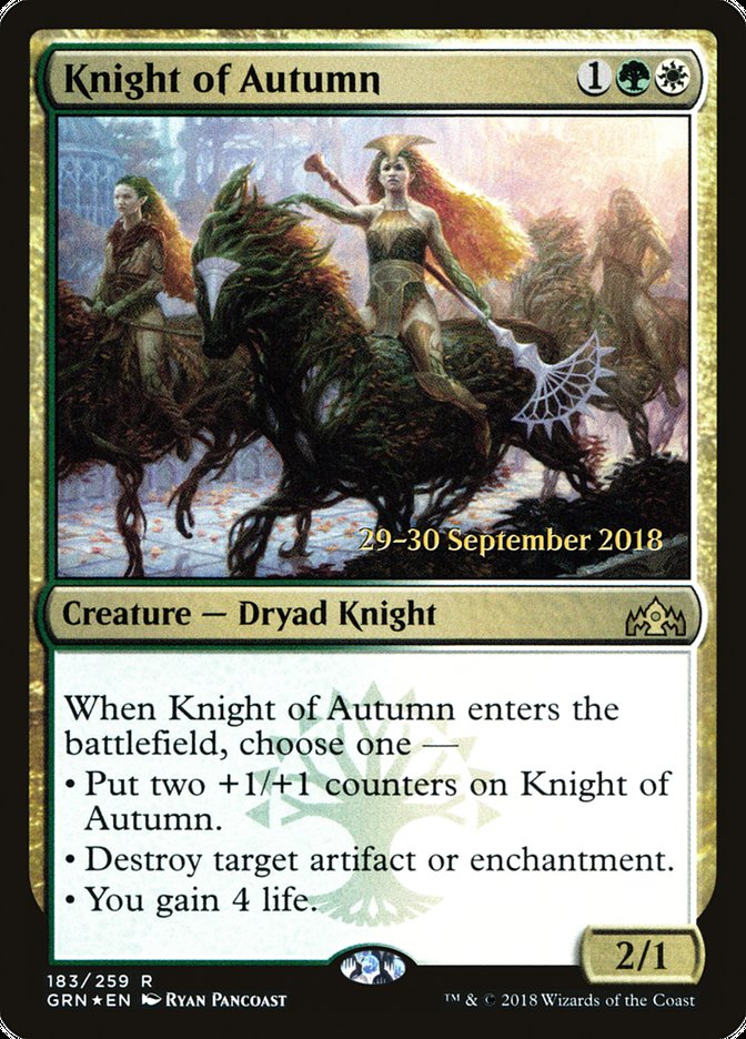 Knight of Autumn [Guilds of Ravnica Prerelease Promos] MTG Single Magic: The Gathering | Red Claw Gaming