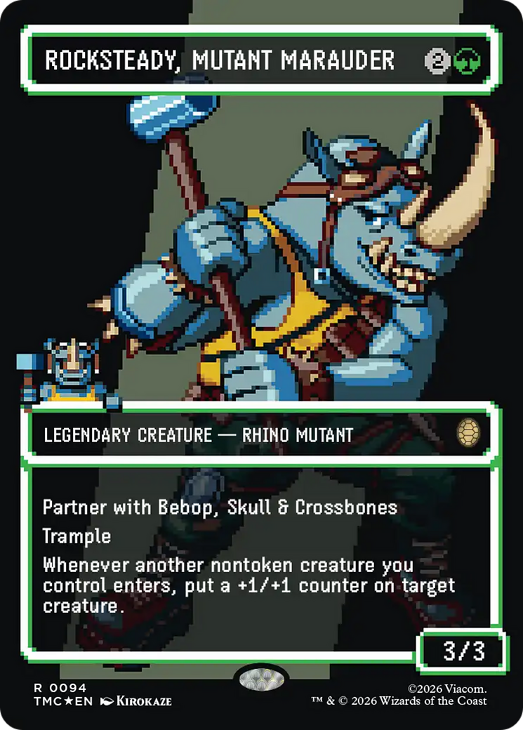 Rocksteady, Mutant Marauder (Borderless) (Surge Foil) [Teenage Mutant Ninja Turtles Commander] MTG Single Magic: The Gathering | Red Claw Gaming