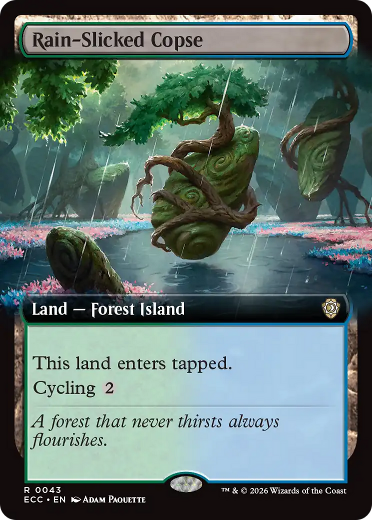 Rain-Slicked Copse (Extended Art) [Lorwyn Eclipsed Commander] MTG Single Magic: The Gathering | Red Claw Gaming