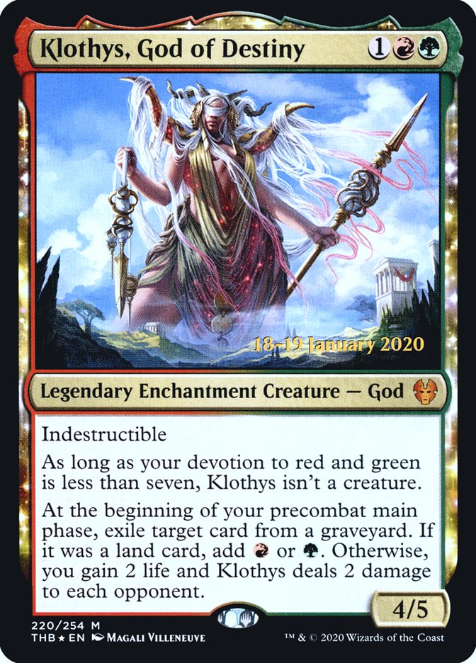 Klothys, God of Destiny [Theros Beyond Death Prerelease Promos] MTG Single Magic: The Gathering | Red Claw Gaming