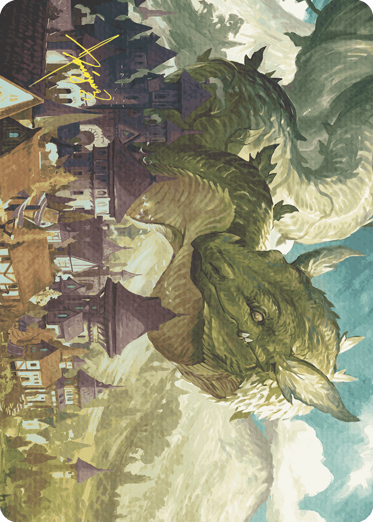 Beanstalk Wurm Art Card (Gold-Stamped Signature) [Wilds of Eldraine Art Series] MTG Single Magic: The Gathering | Red Claw Gaming