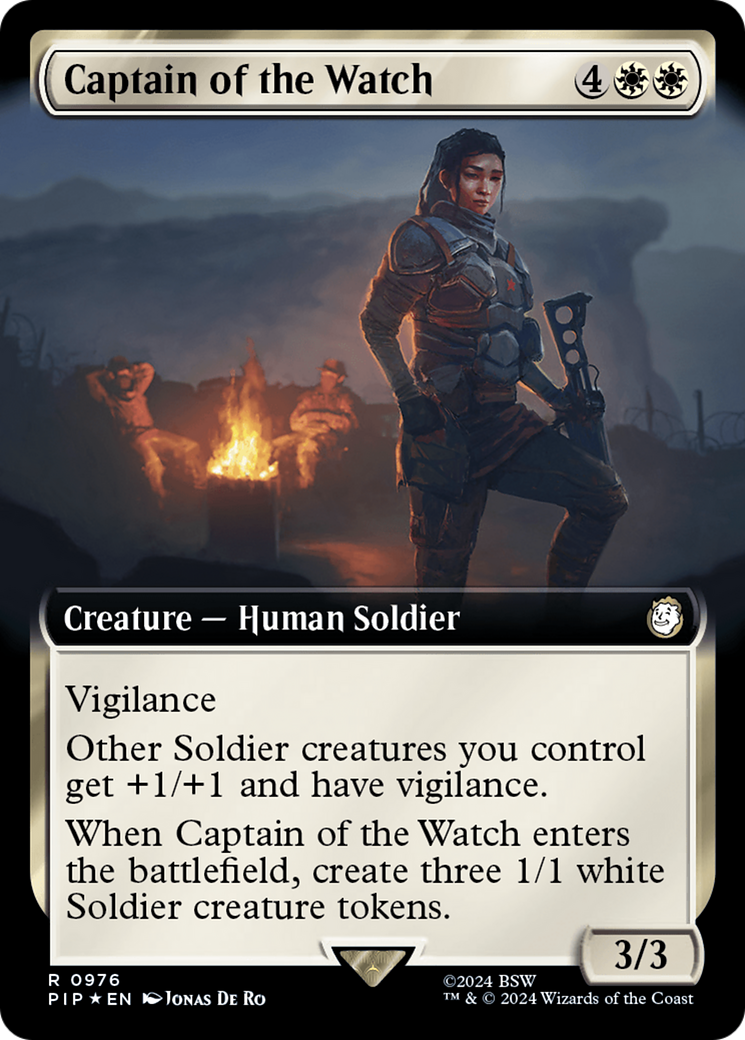 Captain of the Watch (Extended Art) (Surge Foil) [Fallout] MTG Single Magic: The Gathering    | Red Claw Gaming