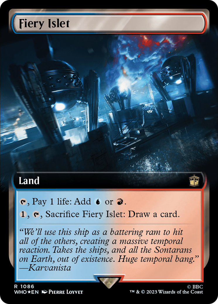 Fiery Islet (Extended Art) (Surge Foil) [Doctor Who] MTG Single Magic: The Gathering | Red Claw Gaming