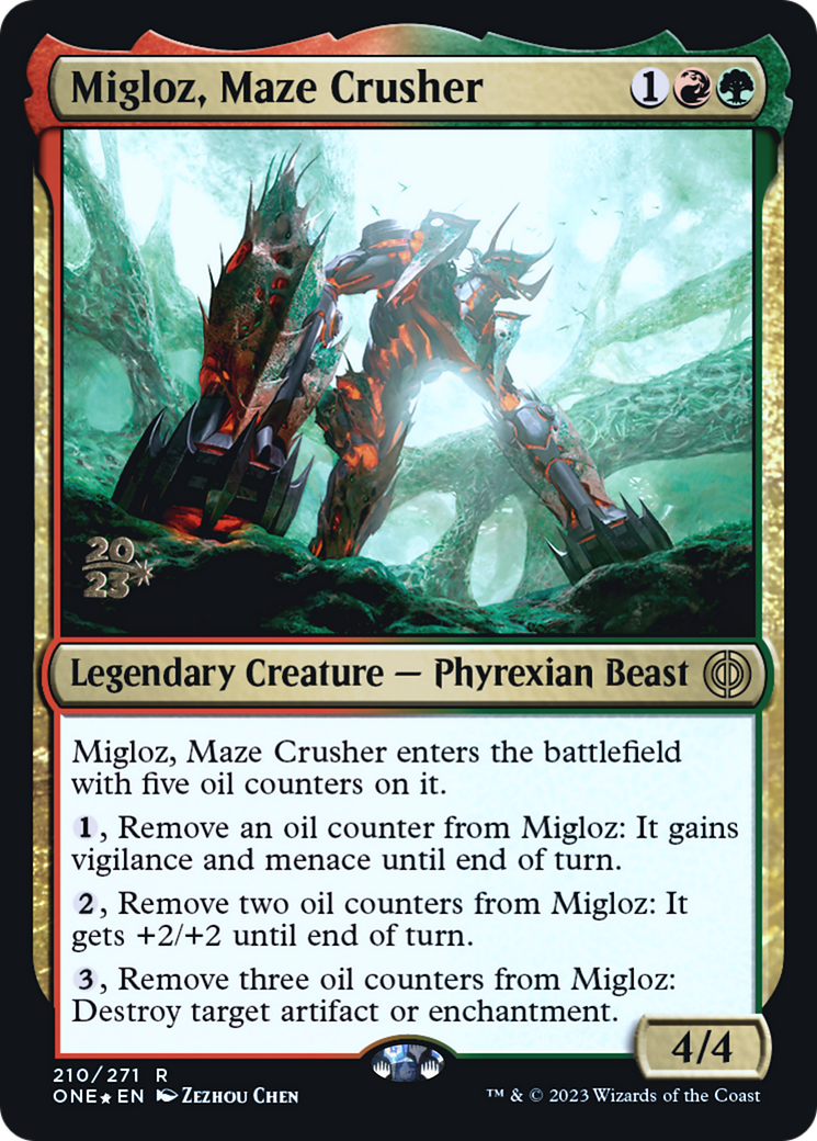 Migloz, Maze Crusher [Phyrexia: All Will Be One Prerelease Promos] MTG Single Magic: The Gathering | Red Claw Gaming