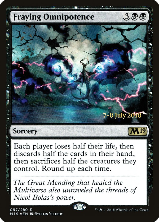 Fraying Omnipotence [Core Set 2019 Prerelease Promos] MTG Single Magic: The Gathering | Red Claw Gaming