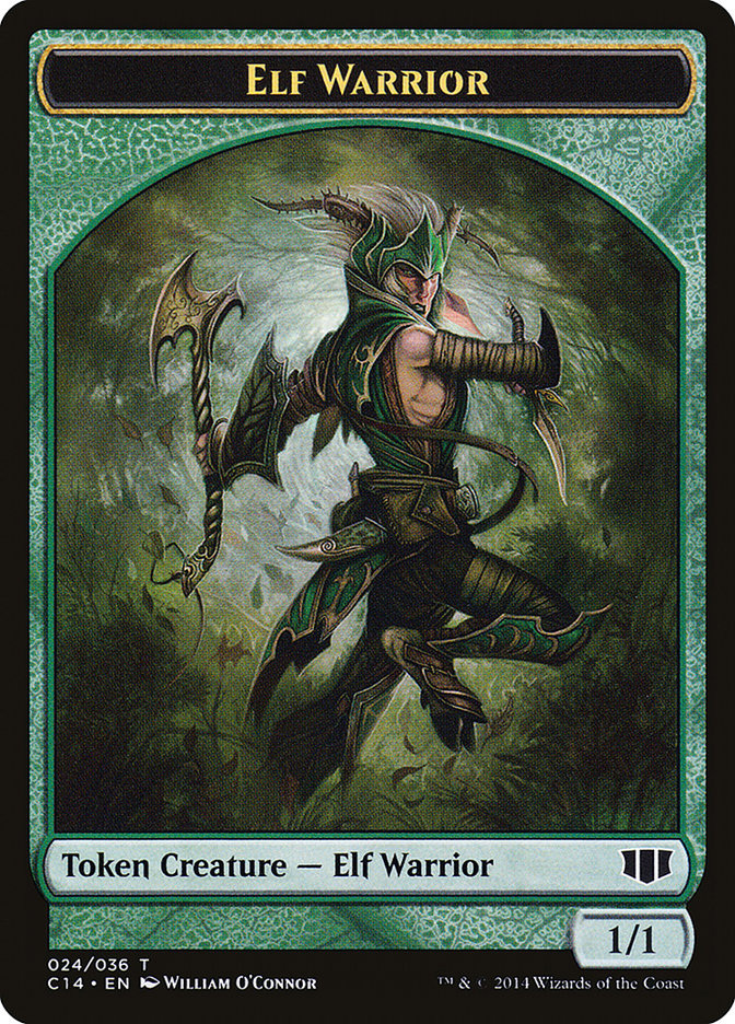 Elephant // Elf Warrior Double-Sided Token [Commander 2014 Tokens] MTG Single Magic: The Gathering | Red Claw Gaming