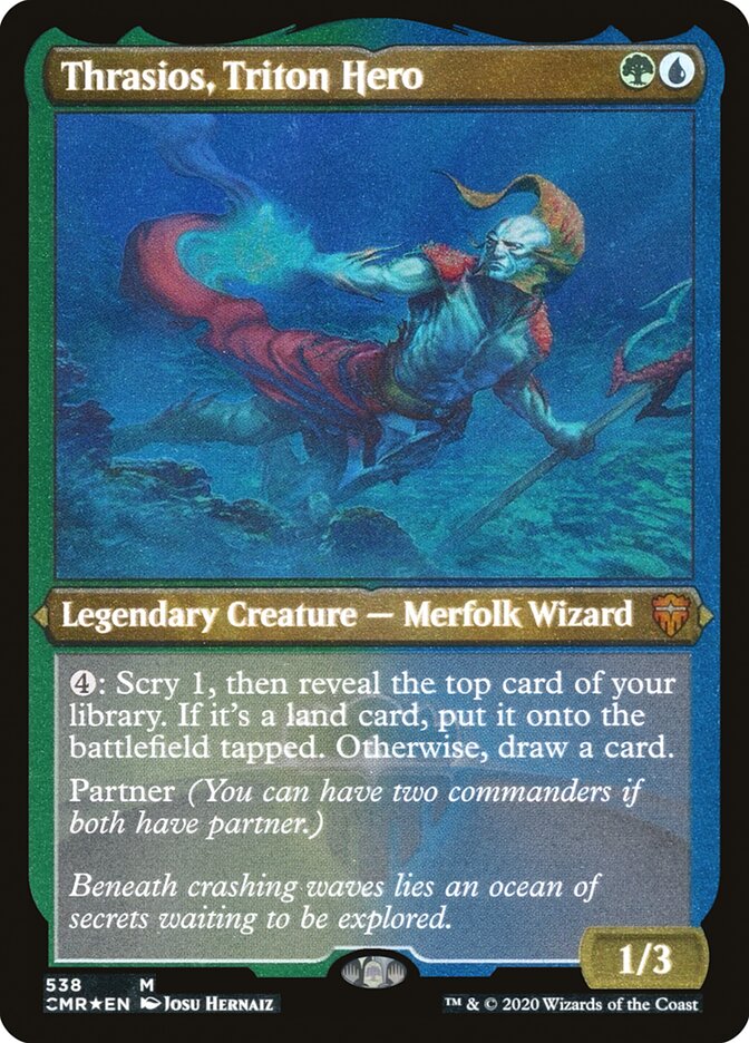 Thrasios, Triton Hero (Etched) [Commander Legends] MTG Single Magic: The Gathering | Red Claw Gaming