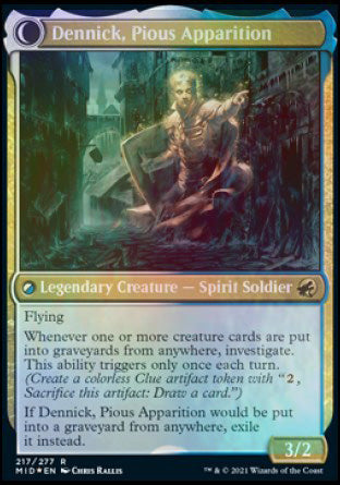 Dennick, Pious Apprentice // Dennick, Pious Apparition [Innistrad: Midnight Hunt Prerelease Promos] MTG Single Magic: The Gathering | Red Claw Gaming
