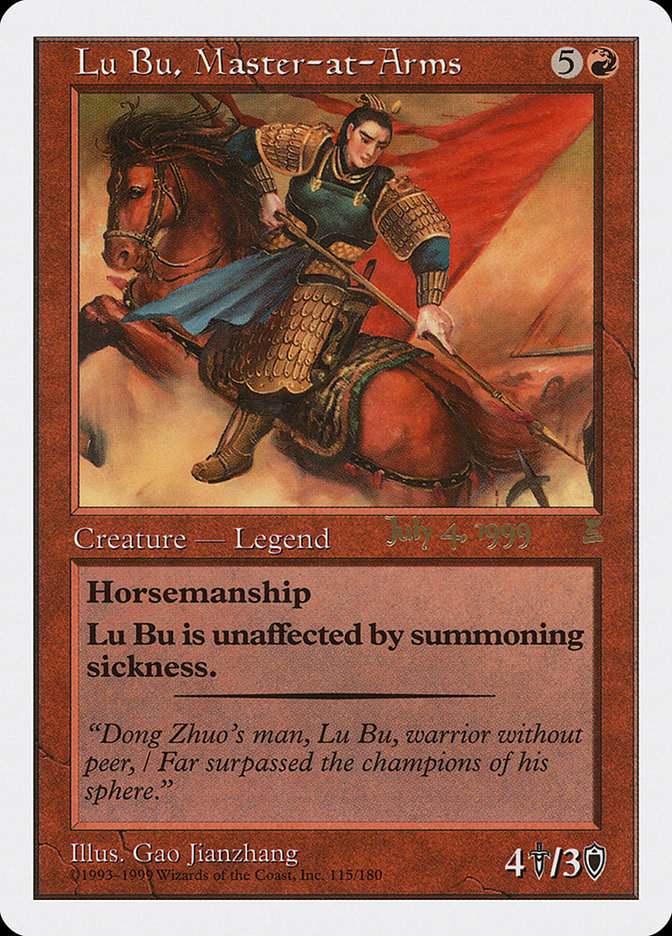 Lu Bu, Master-at-Arms (July 4, 1999) [Portal Three Kingdoms Promos] MTG Single Magic: The Gathering | Red Claw Gaming