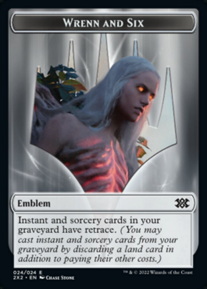 Wrenn and Six Emblem // Spirit (008) Double-Sided Token [Double Masters 2022 Tokens] MTG Single Magic: The Gathering | Red Claw Gaming