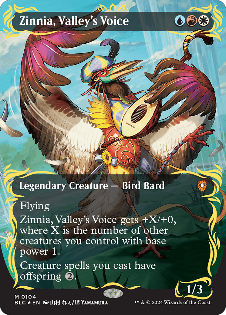 Zinnia, Valley's Voice (Borderless) (Raised Foil) [Bloomburrow Commander] MTG Single Magic: The Gathering | Red Claw Gaming