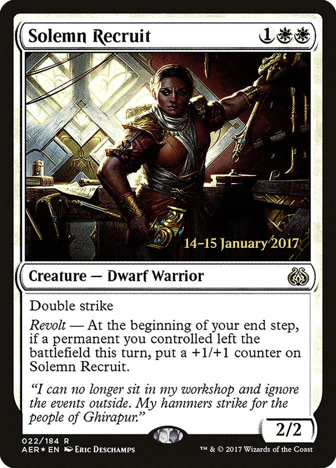 Solemn Recruit [Aether Revolt Prerelease Promos] MTG Single Magic: The Gathering | Red Claw Gaming