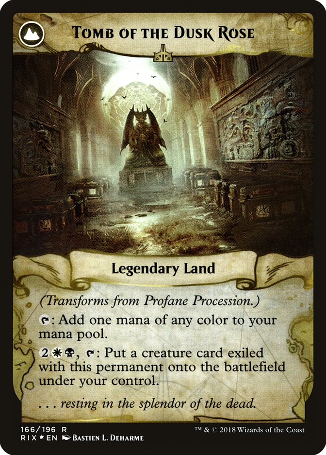 Profane Procession // Tomb of the Dusk Rose [Rivals of Ixalan Prerelease Promos] MTG Single Magic: The Gathering | Red Claw Gaming