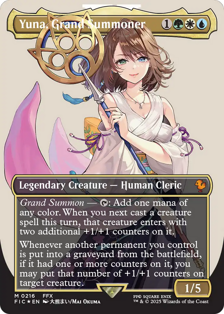 Yuna, Grand Summoner (Borderless) (Surge Foil) [FINAL FANTASY Commander] MTG Single Magic: The Gathering | Red Claw Gaming