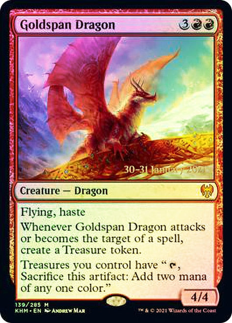 Goldspan Dragon [Kaldheim Prerelease Promos] MTG Single Magic: The Gathering | Red Claw Gaming