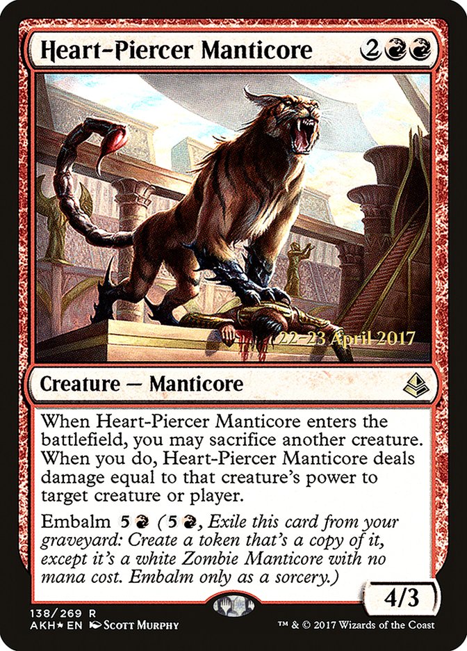 Heart-Piercer Manticore [Amonkhet Prerelease Promos] MTG Single Magic: The Gathering | Red Claw Gaming