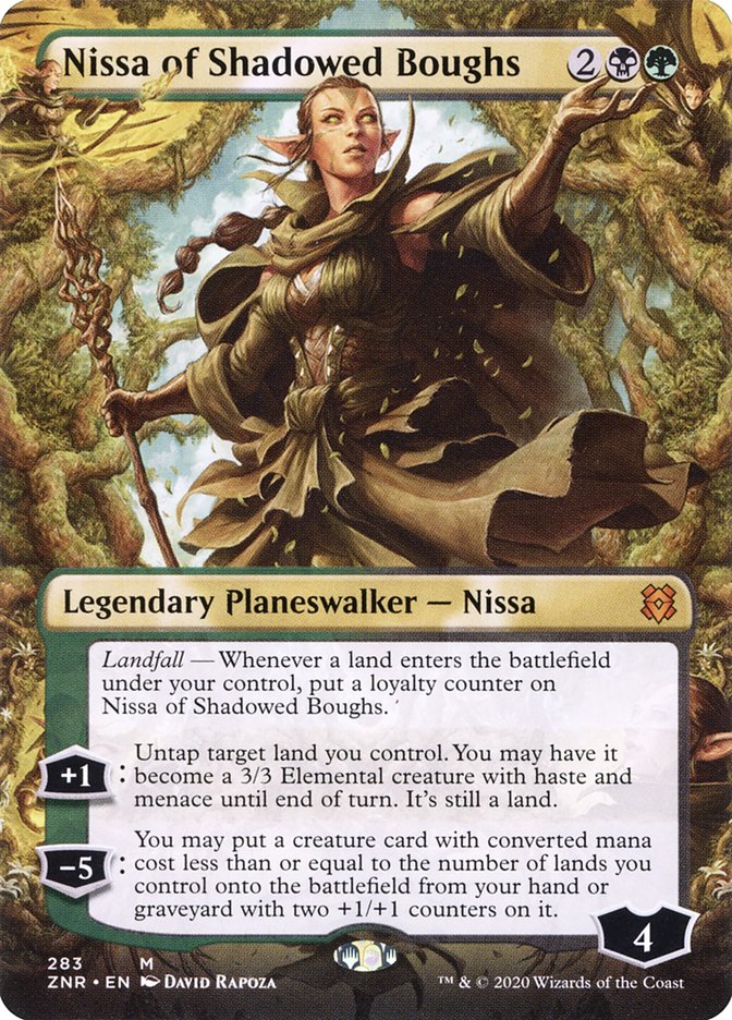 Nissa of Shadowed Boughs (Borderless) [Zendikar Rising] MTG Single Magic: The Gathering | Red Claw Gaming