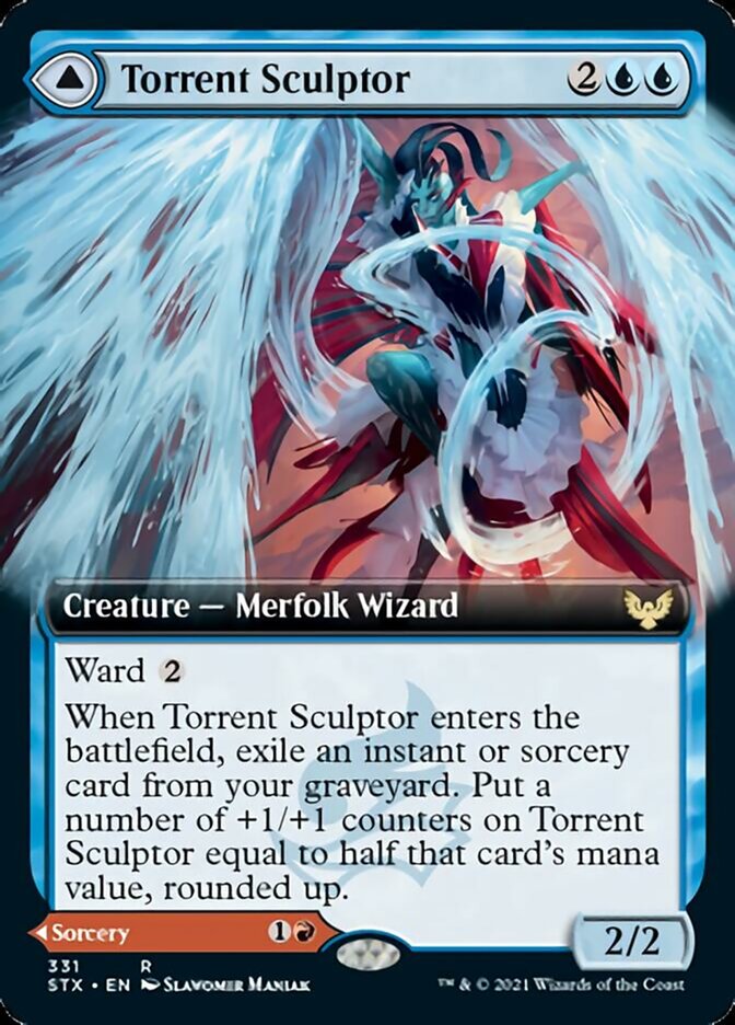Torrent Sculptor // Flamethrower Sonata (Extended Art) [Strixhaven: School of Mages] MTG Single Magic: The Gathering | Red Claw Gaming