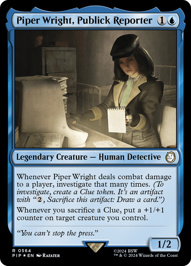 Piper Wright, Publick Reporter (Surge Foil) [Fallout] MTG Single Magic: The Gathering    | Red Claw Gaming