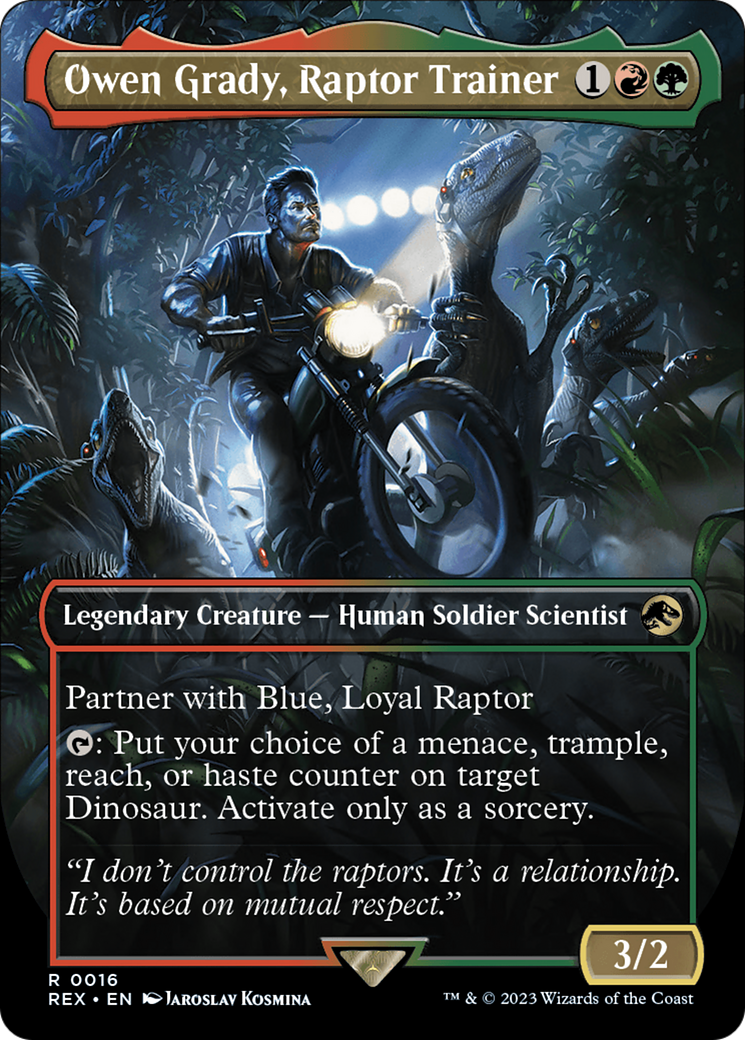 Owen Grady, Raptor Trainer (Borderless) [Jurassic World Collection] MTG Single Magic: The Gathering | Red Claw Gaming